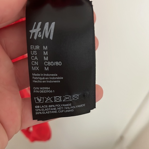 H&M, red lace, halter top, thong bodysuit - Picture 4 of 4